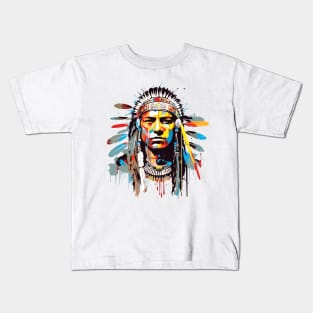American Native Indian Brave Warrior Inspiration People Abstract Kids T-Shirt